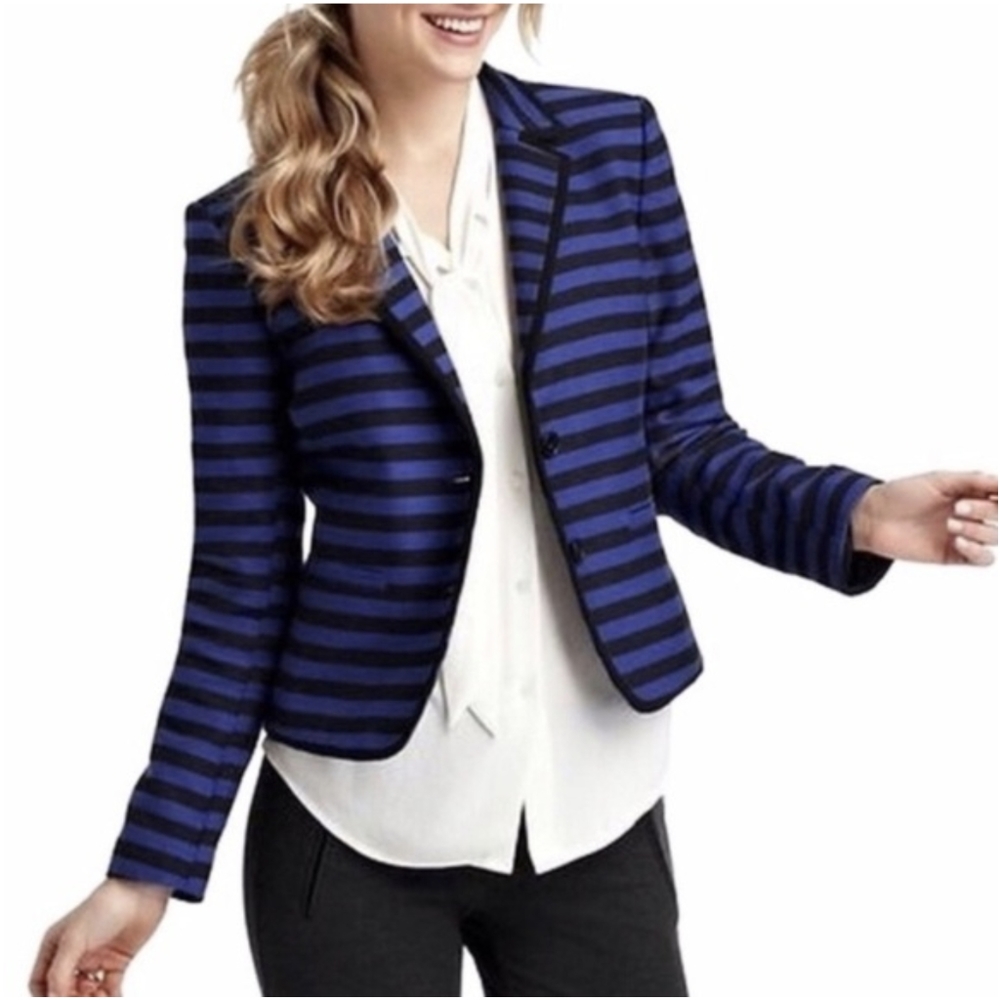 Loft Blue Striped Blazer Jacket 2P